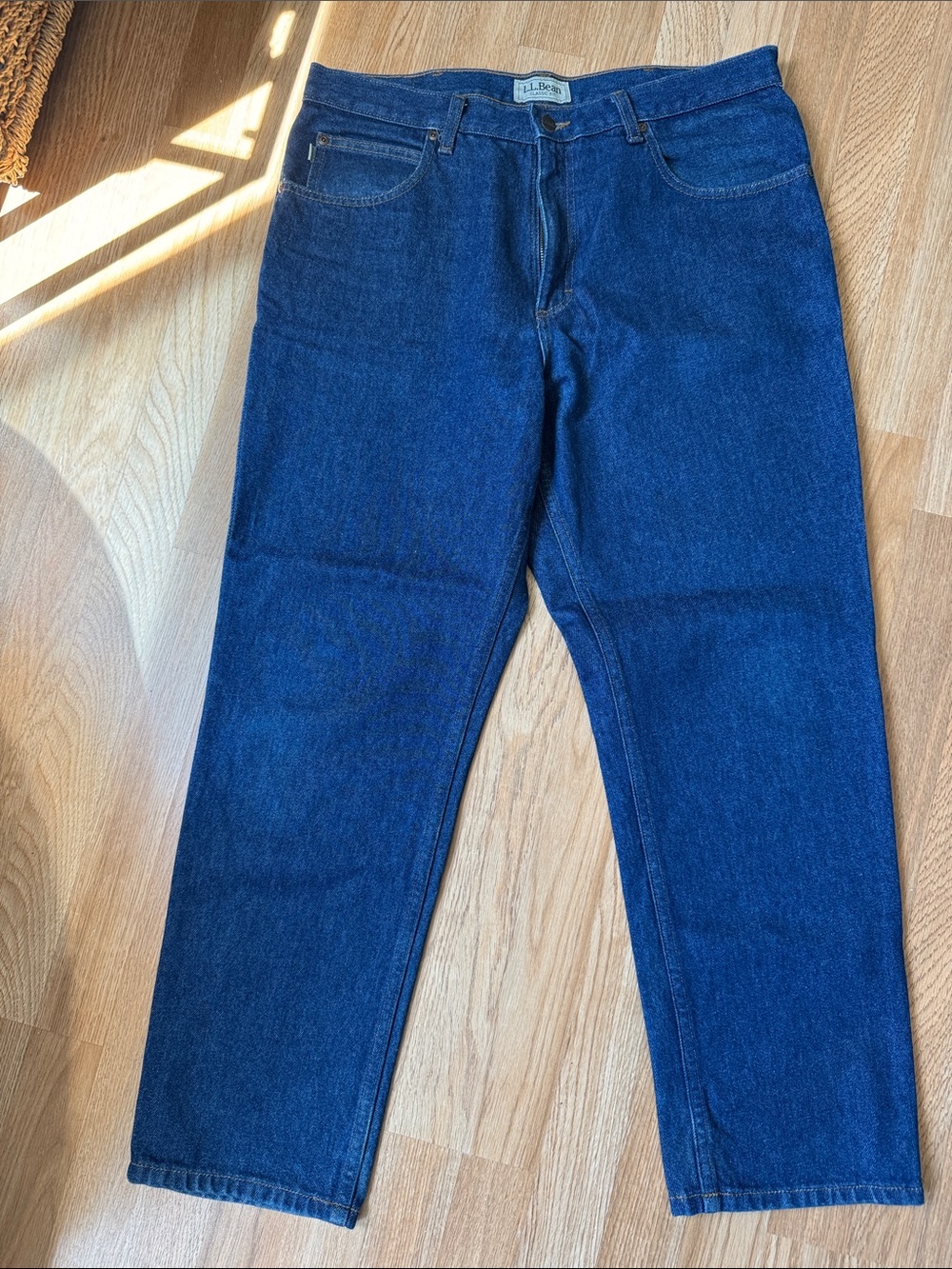 L.L. Bean Men’s Relaxed Fit Jeans in Dark Blue Denim, 36”-29”